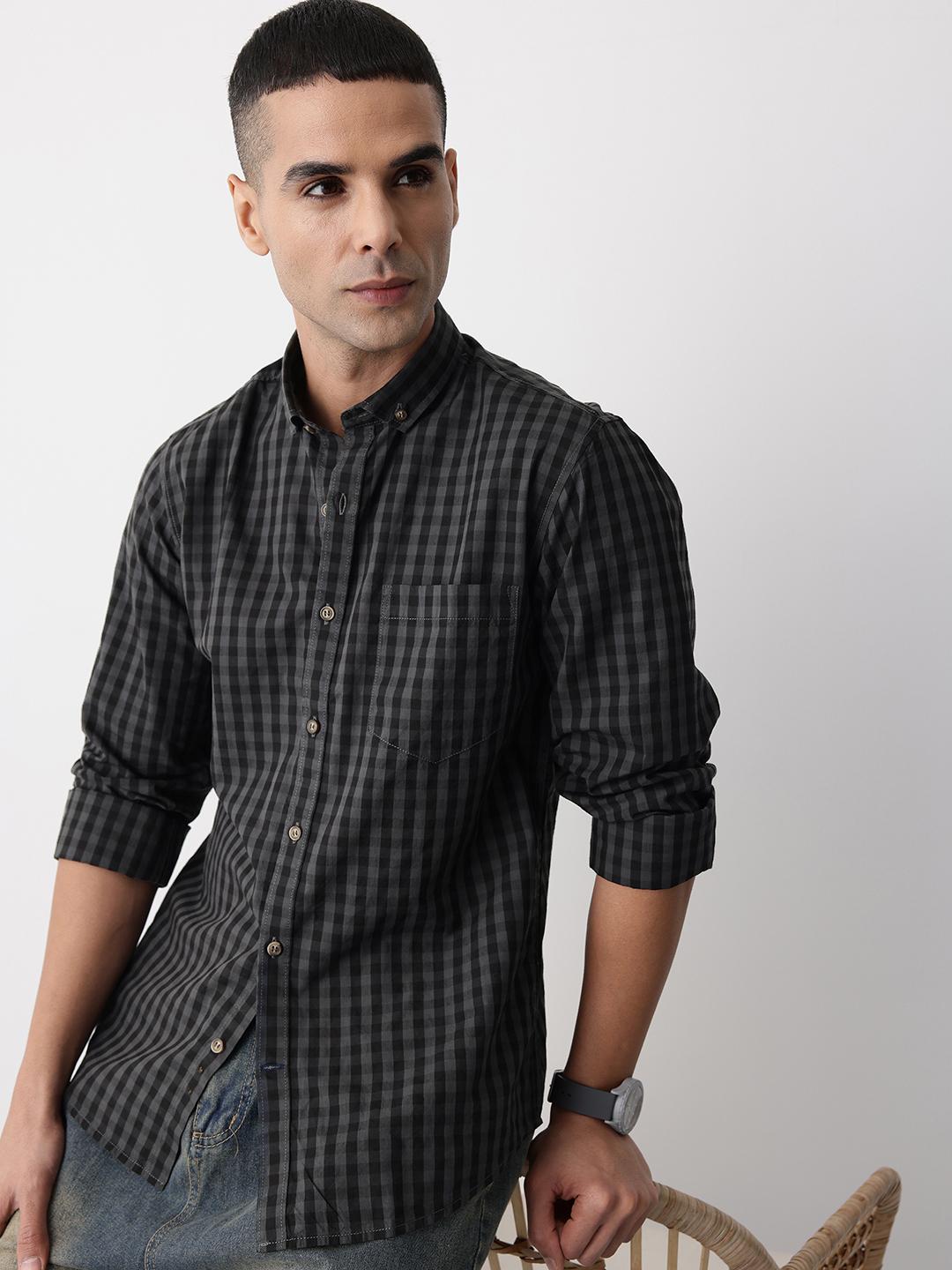 Mast & Harbour Checked Button-Down Collar Casual Shirt