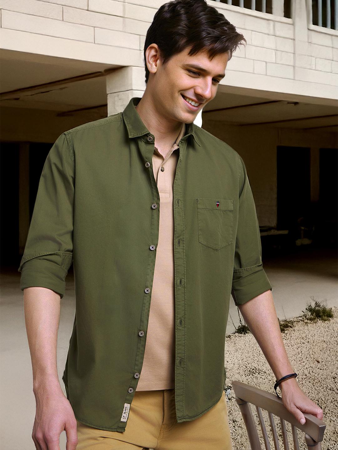 Men Slim Fit Over Dyed Soft Handfeel Full Sleeve Casual Shirt