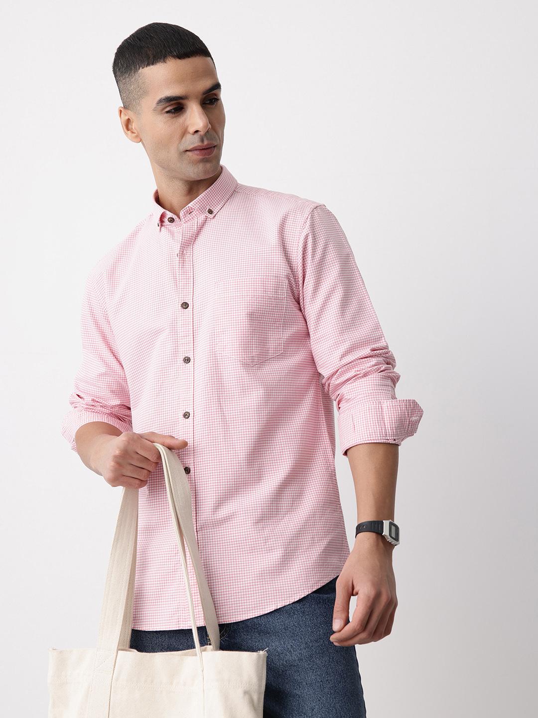 Mast & Harbour Gingham Checked Pure Cotton Casual Shirt