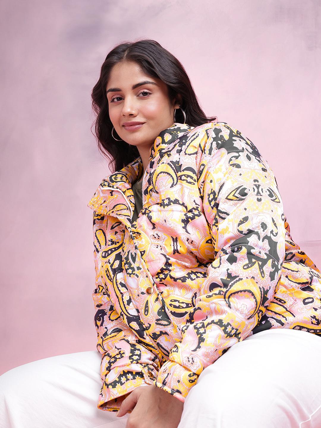 Buy DressBerry Curve Plus Size Paisley Printed Padded Jacket -  - Apparel for Women