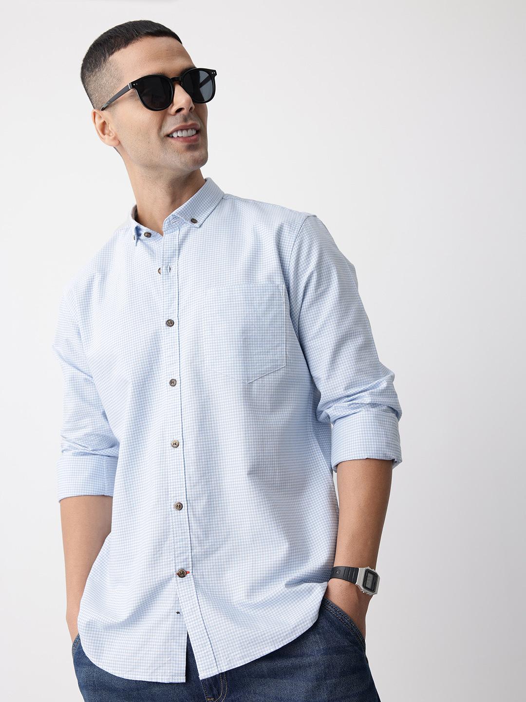 Mast & Harbour Gingham Checked Pure Cotton Casual Shirt
