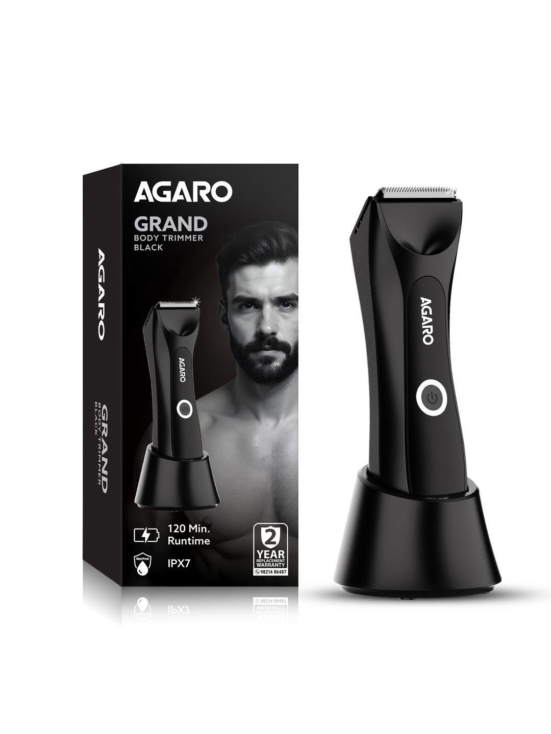 Buy Agaro Cordless Grand Body & Beard Trimmer Ceramic Blades, IPX7 LED Torch Black - - Personal Care for Men