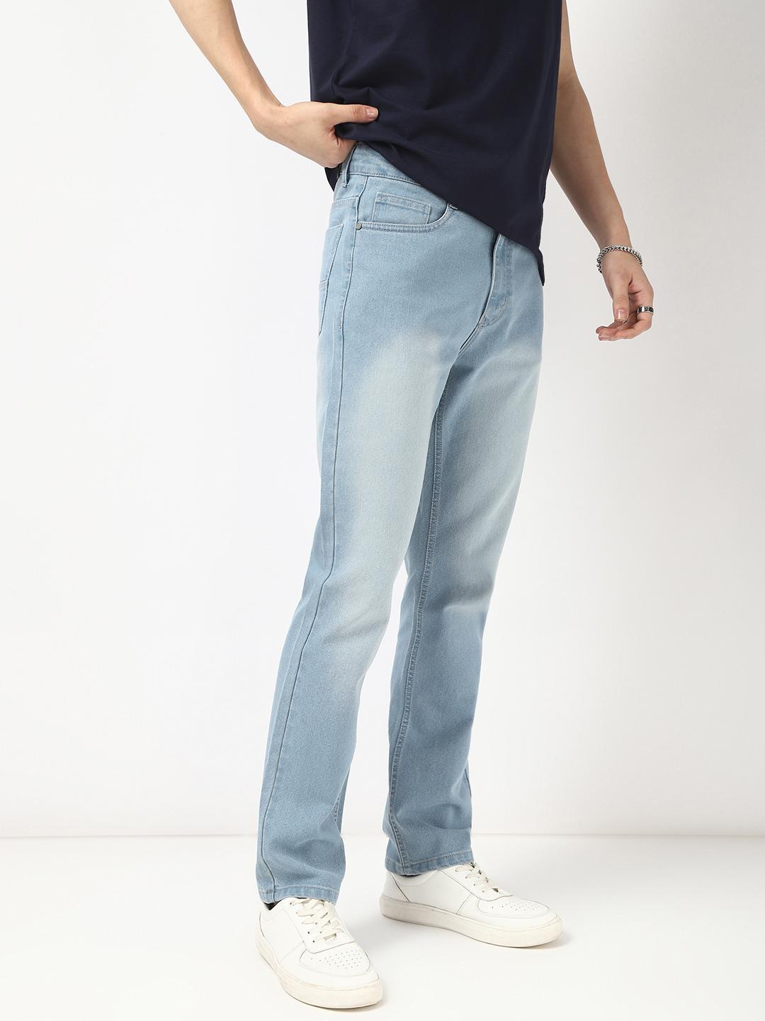 Urbano Fashion Men Straight Fit Mid-Rise Light Fade Stretchable Jeans