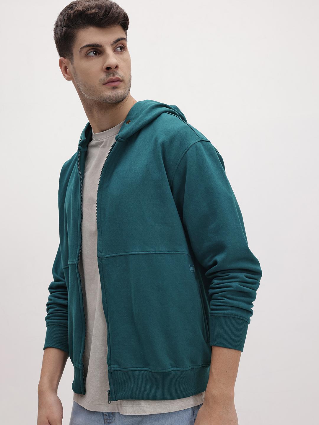 Buy The Roadster Life Co. Solid Hooded Front Open Sweatshirt With Snap ...