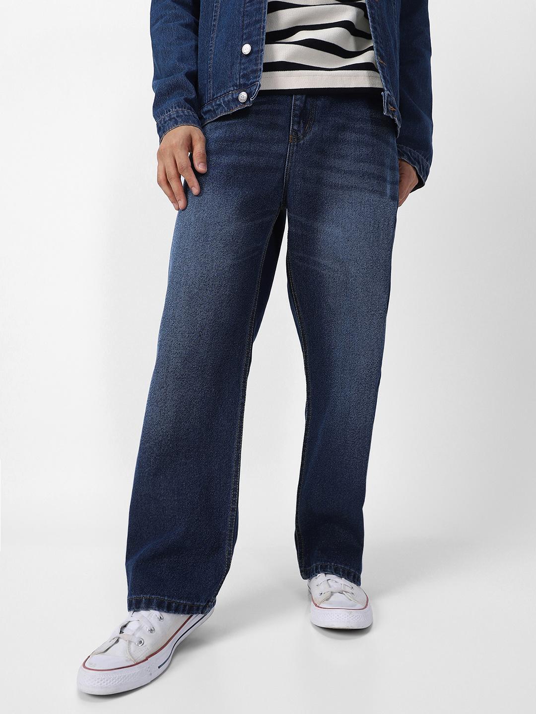 Urbano Fashion Men Loose Relaxed Fit Heavy Fade Jeans