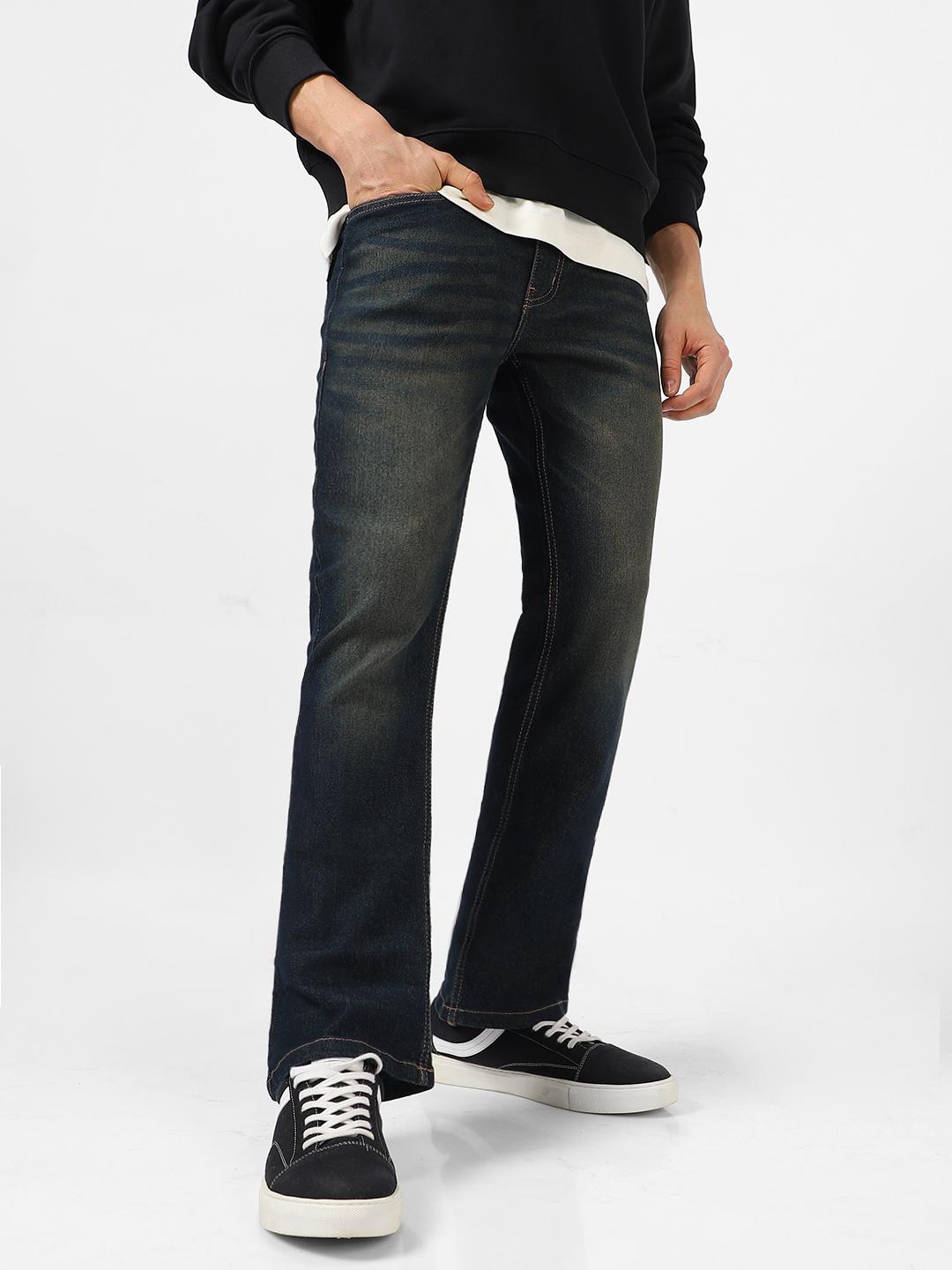 Urbano Fashion Men Bootcut Light Fade Clean Look Stretchable Jeans