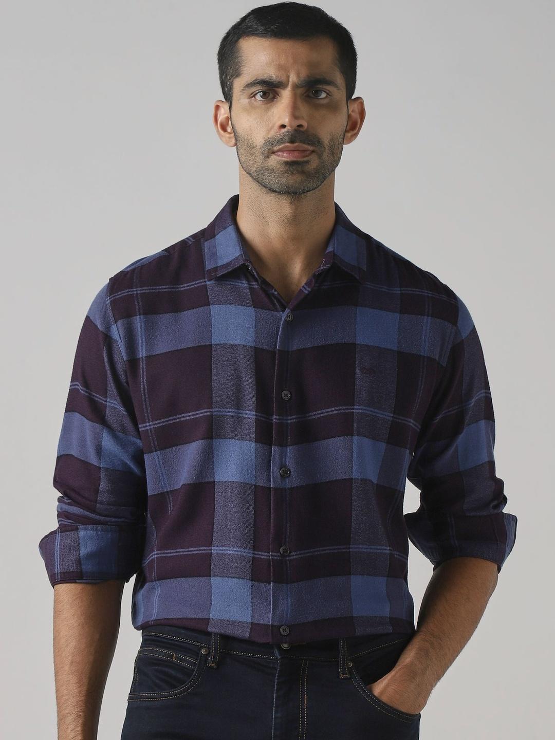 Buy Mufti Men Slim Fit Tartan Checks Checked Casual Shirt - Shirts for ...