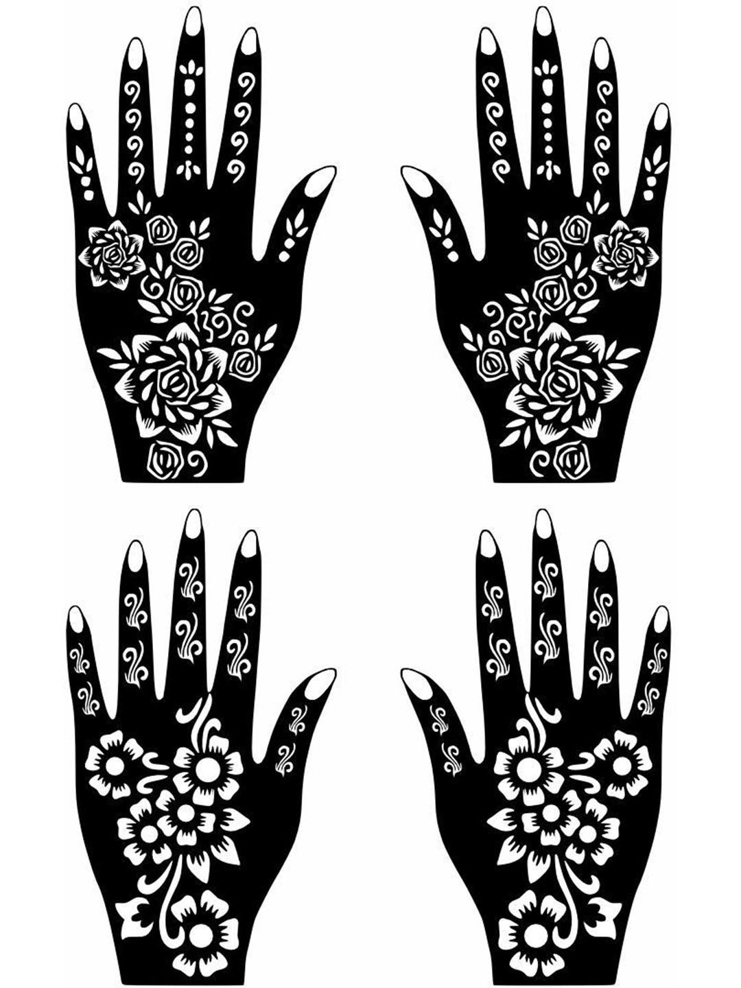 Buy VOORKOMS Set Of 2 Mehndi Design Stencil Sticker - Bindi for Unisex ...