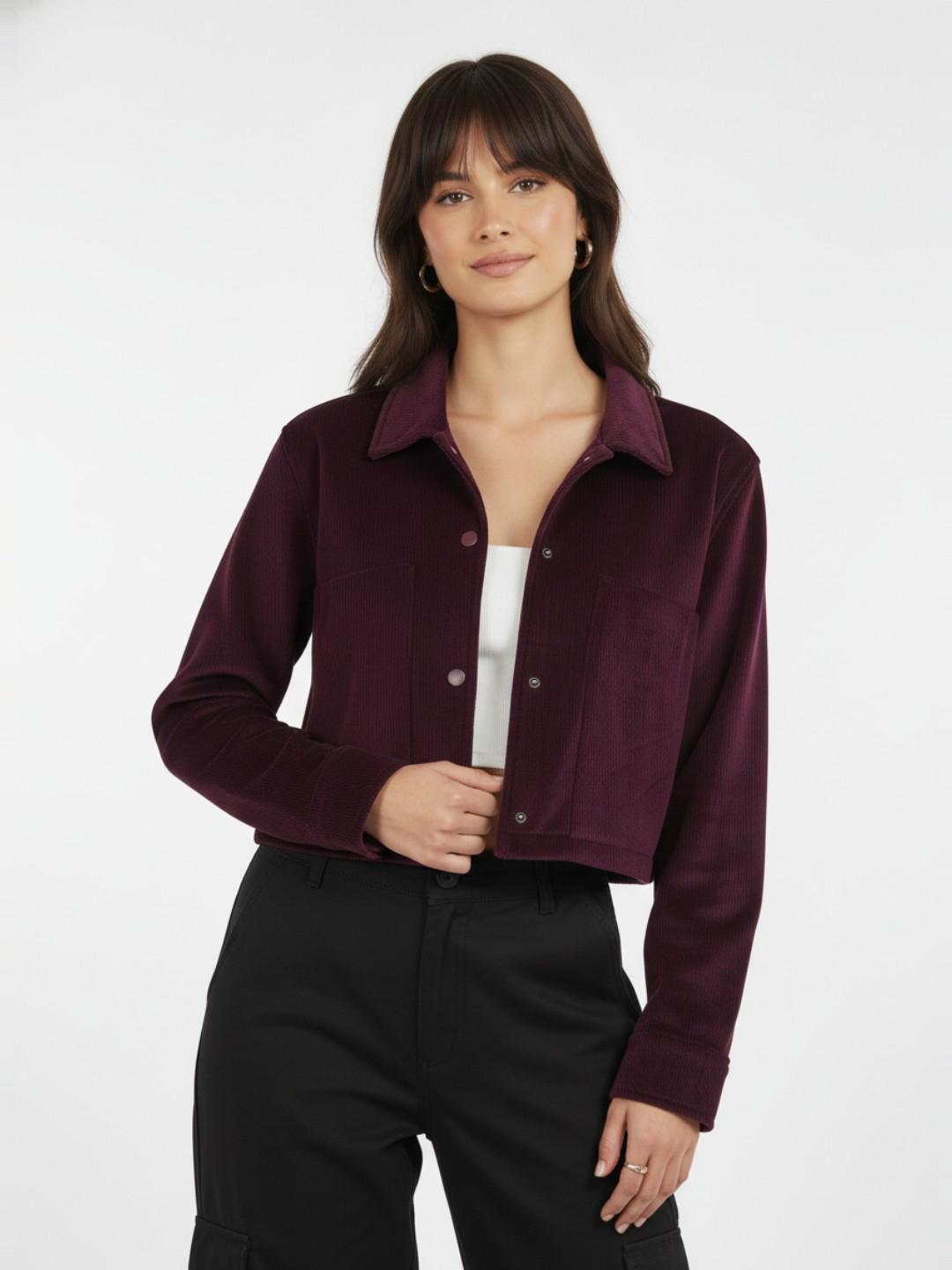 glitchez Corduroy Finish Spread Collar Tailored Jacket