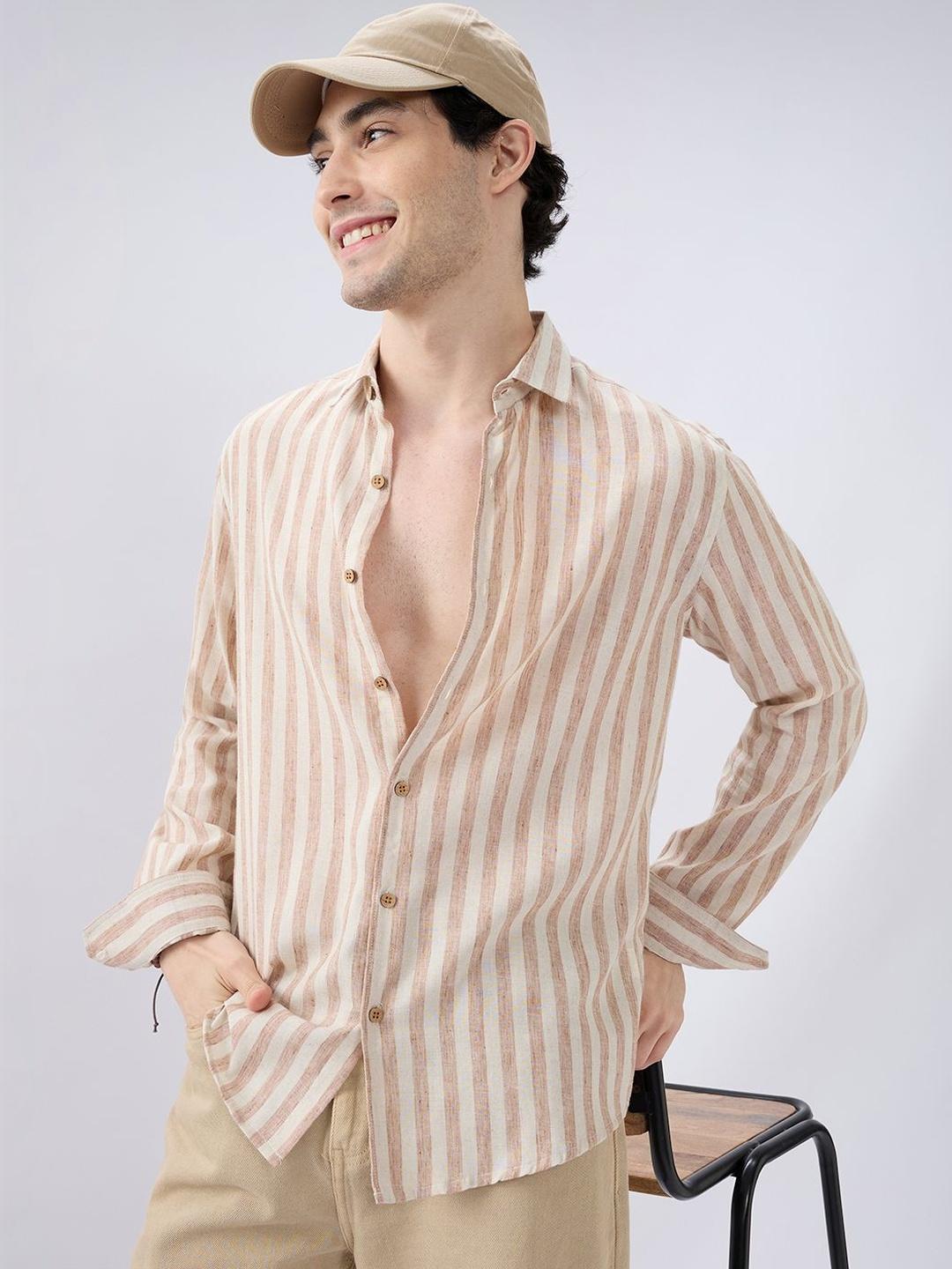 VASTRADO Drift Paneled Vertical Stripes Slim Fit Shirt - Image 1