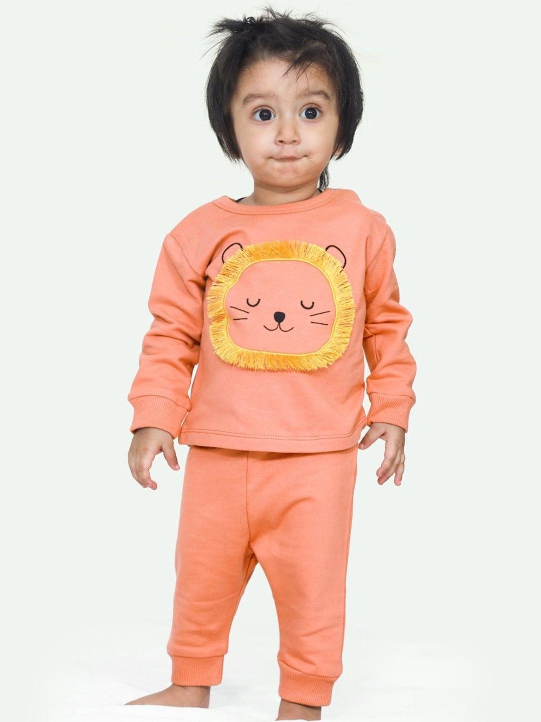 Buy Ariel Round Neck Pure Cotton Fleece T Shirt With Pyjama Clothing Set -  - Apparel for Unisex Kids