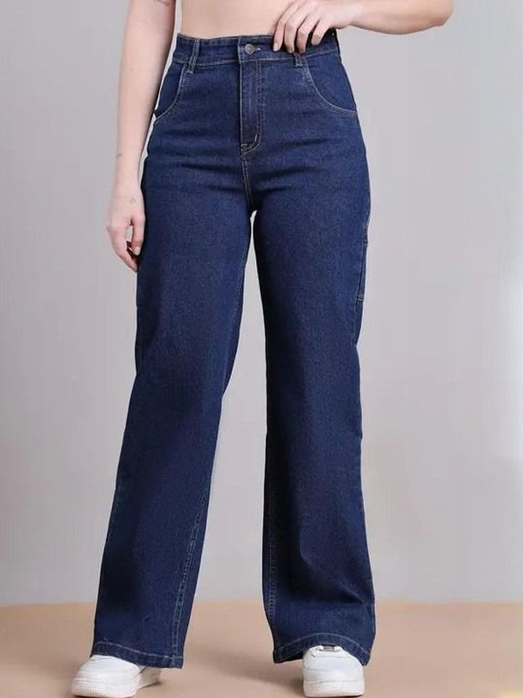 HERE&NOW Women Jean Boyfriend Fit High-Rise Acid Wash Stretchable Jeans