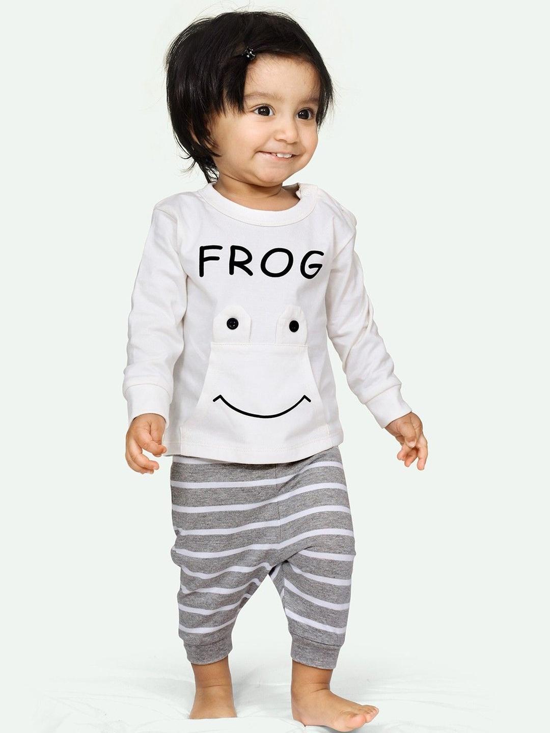 Buy Ariel Round Neck Pure Cotton Fleece T Shirt With Pyjama Clothing Set -  - Apparel for Unisex Kids