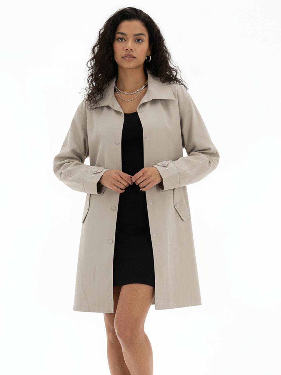 glitchez Longline Spread Collar Trench Jacket
