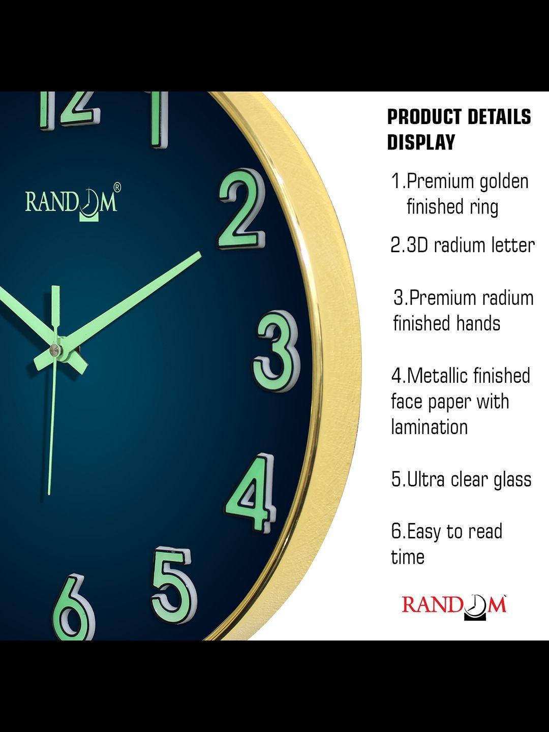 Buy RANDOM 3D Radium Numbers Green Luminous Hands Wall Clock With Sweep ...