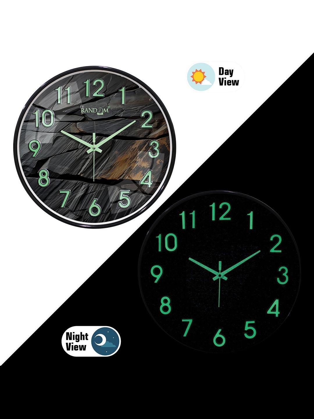 Buy RANDOM 3D Radium Numbers Green Luminous Hands Wall Clock With Sweep Silent Movement -  - Home for Unisex