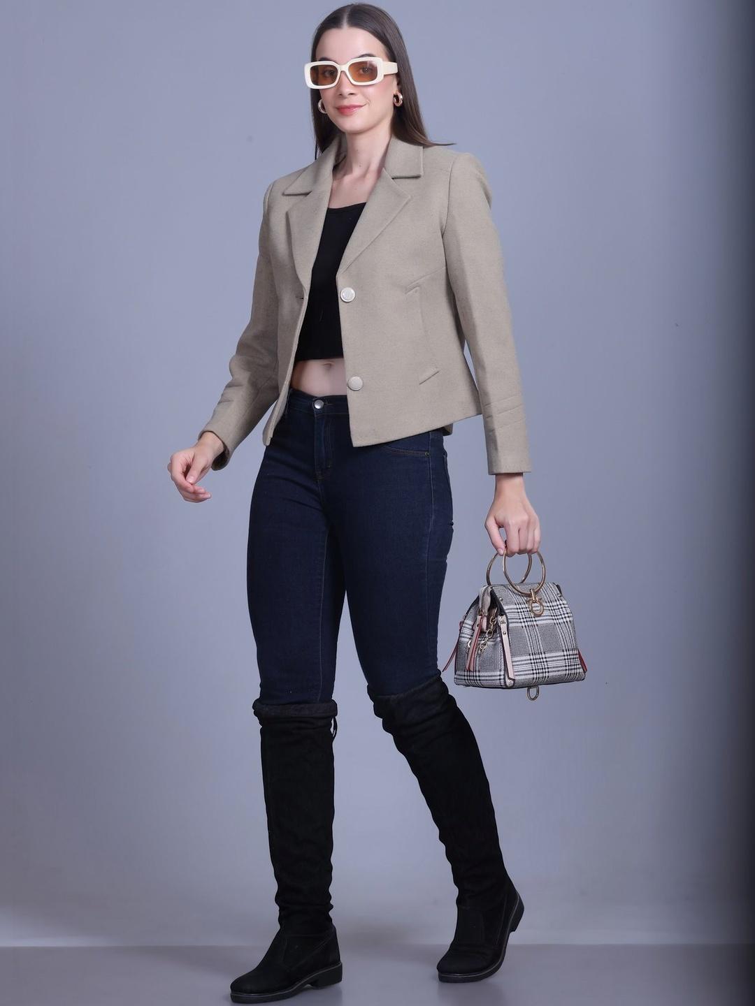 AREEMAS Women Suede Tailored Jacket