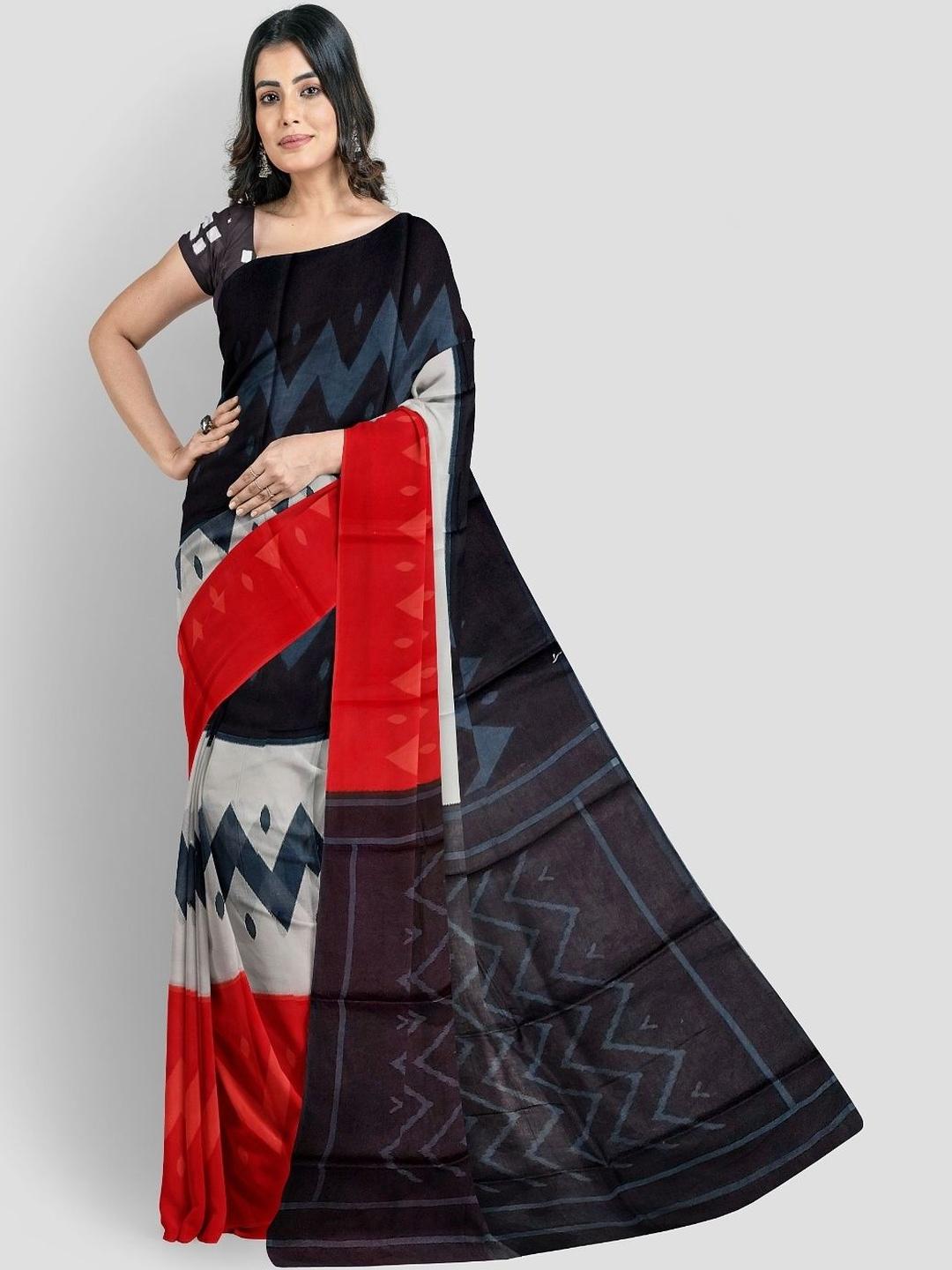 Buy Moda Rapido Women Pure Cotton Ikat Saree With Blouse Piece - Sarees ...