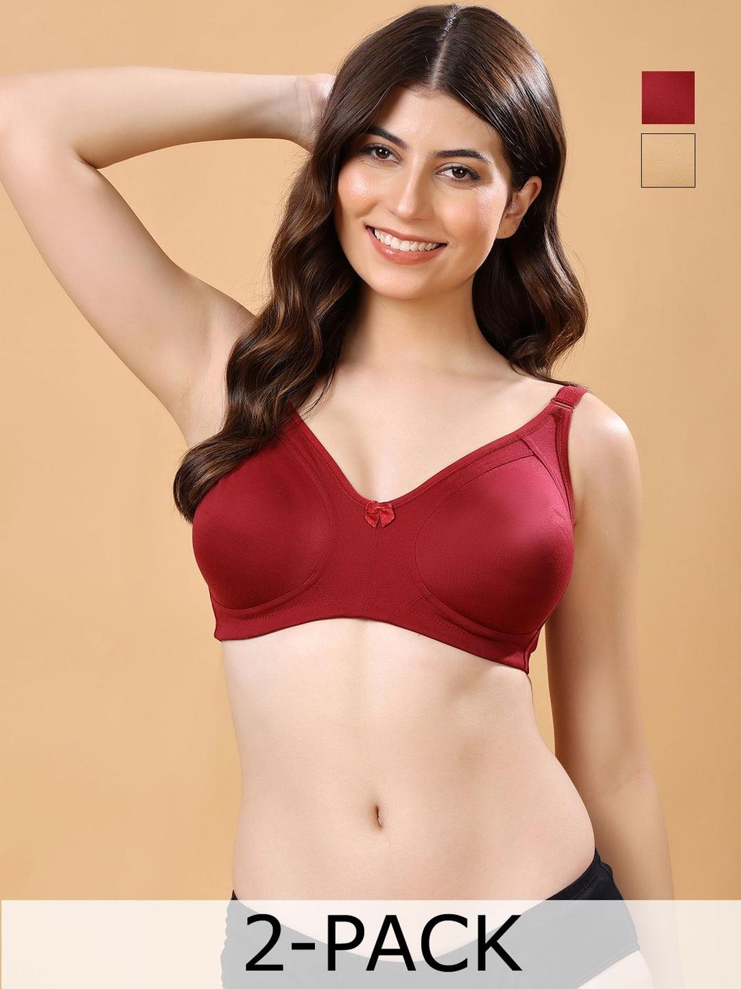 Buy Cotton Opera By Floret Pack Of 2 Non Padded Non Wired Cotton Full Coverage Everyday Bra -  - Apparel for Women