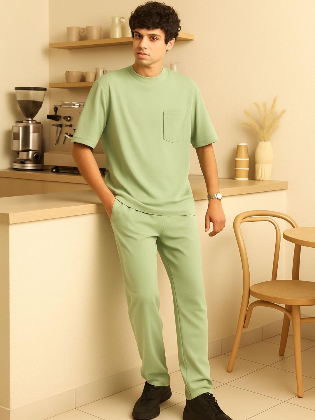 Buy Bushirt Oversized Round Neck Short Sleeves T Shirt With Trousers Co Ords -  - Apparel for Men