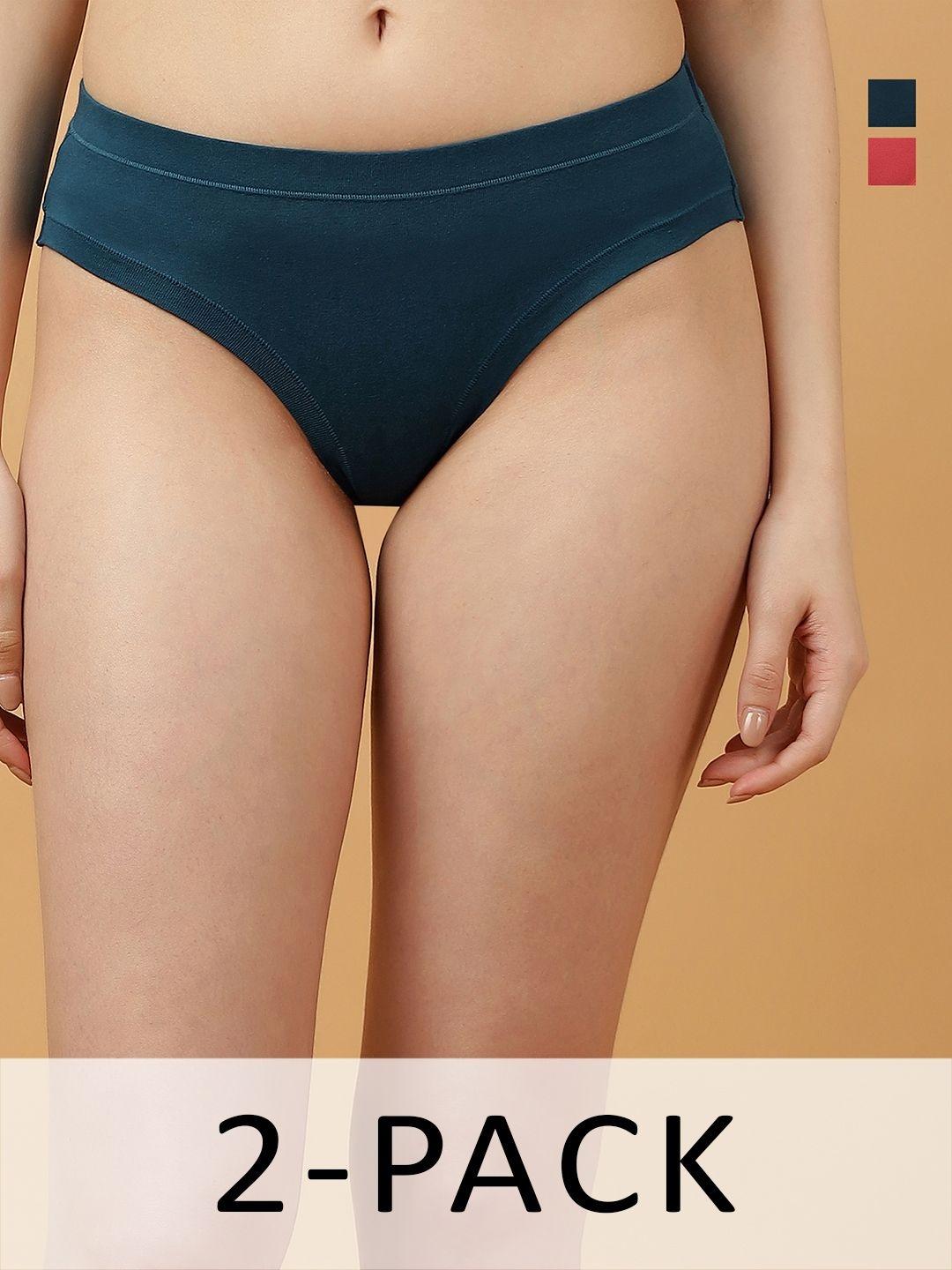 Buy Soie Women Pack Of 2 Mid Rise Stretch Cotton Seamless Full Coverage Shorty Panty - - Apparel for Women