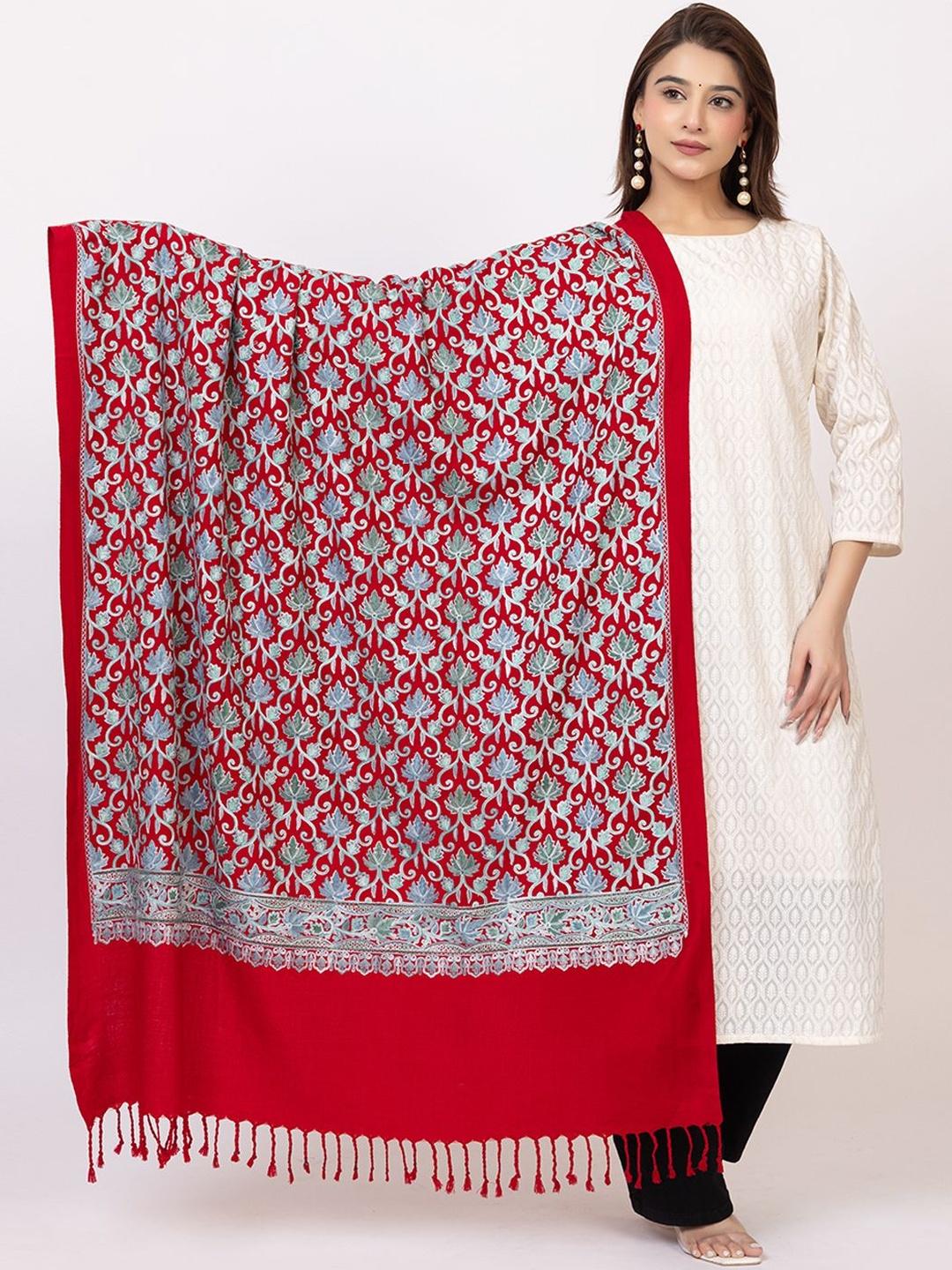 Buy VASABA Floral Embroidered Acrylic Shawl - - Apparel for Women