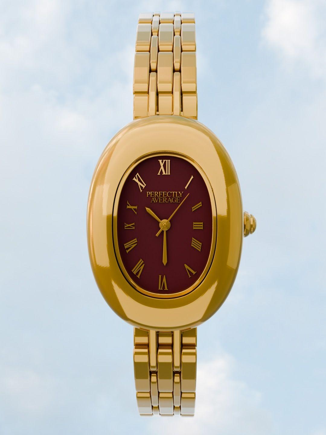 Buy Perfectly Average Soulmate Oval Gold Toned Watch For Women ...