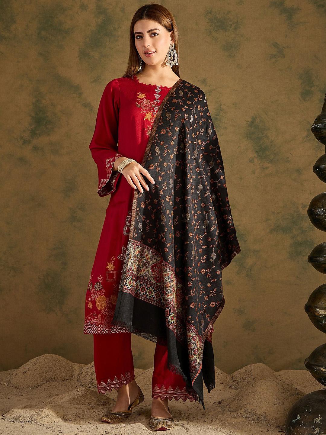 Buy SAHASIKA Women Ethnic Floral Woven Design Pashmina Woolen Shawl -  - Apparel for Women