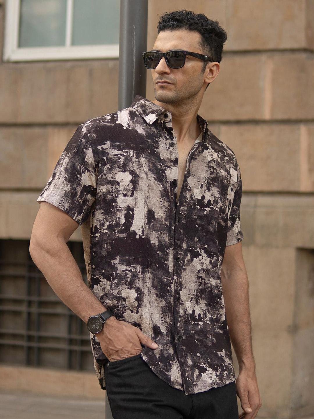Buy Powerlook Men Abstract Printed Spread Collar Casual Shirt -  - Apparel for Men