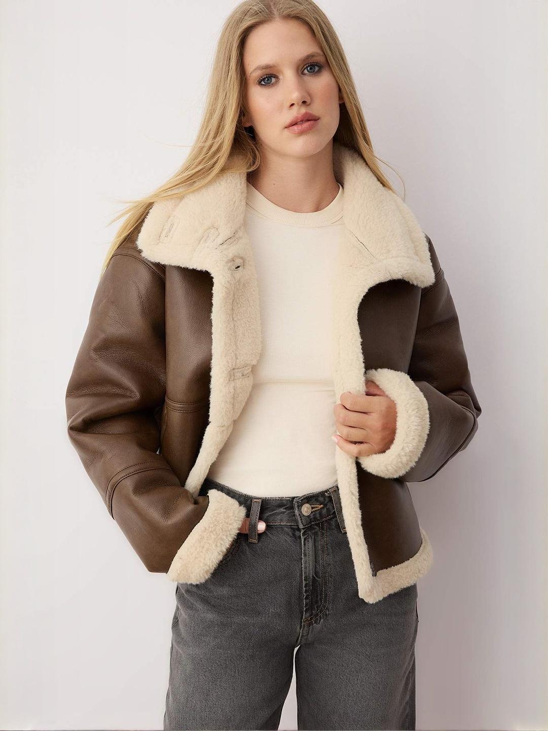 Trendyol Spread Collar Regular Aviator Jacket With Utility Pockets