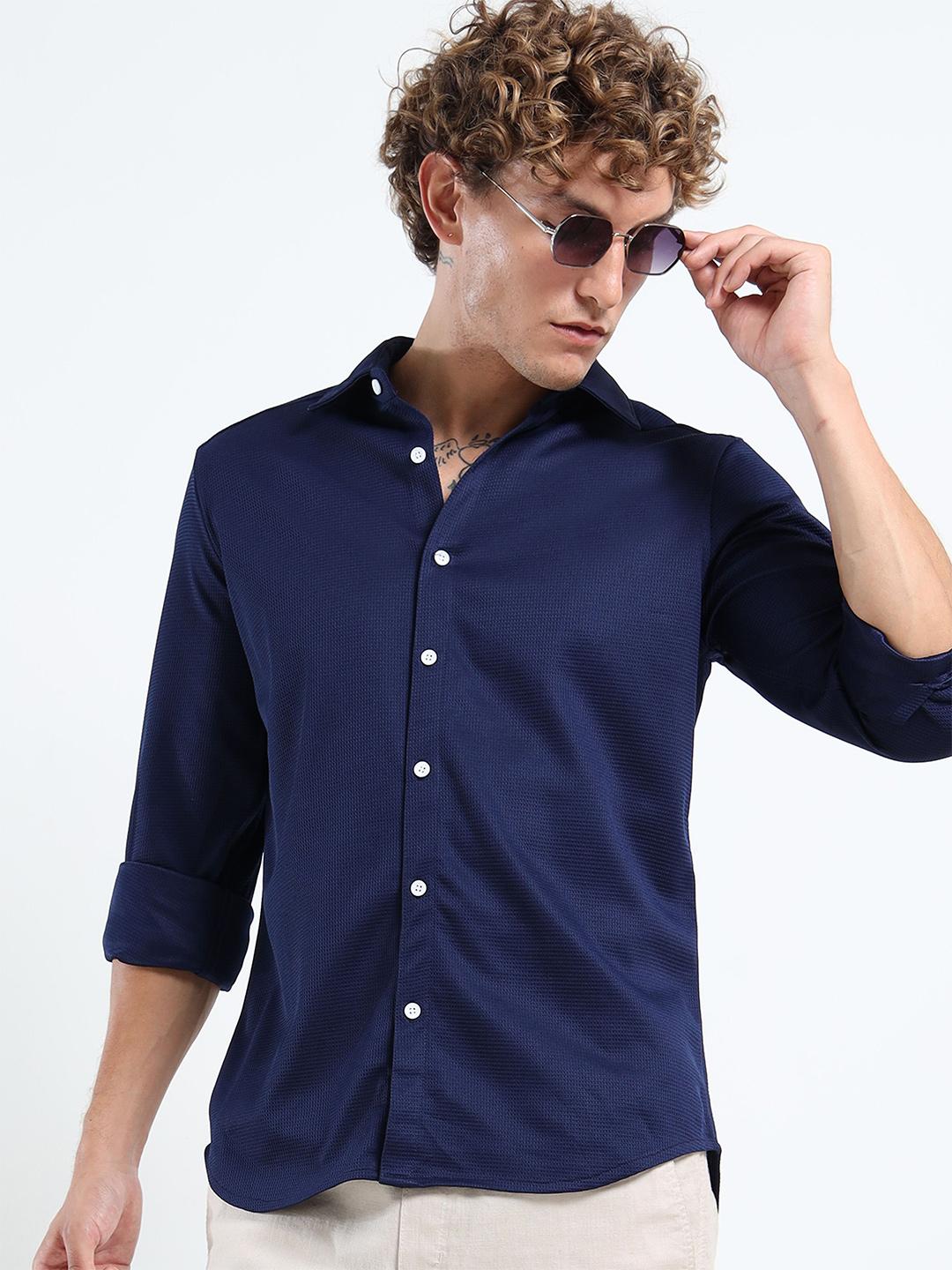 MOHICANS Regular Fit Spread Collar Long Sleeves Casual Shirt