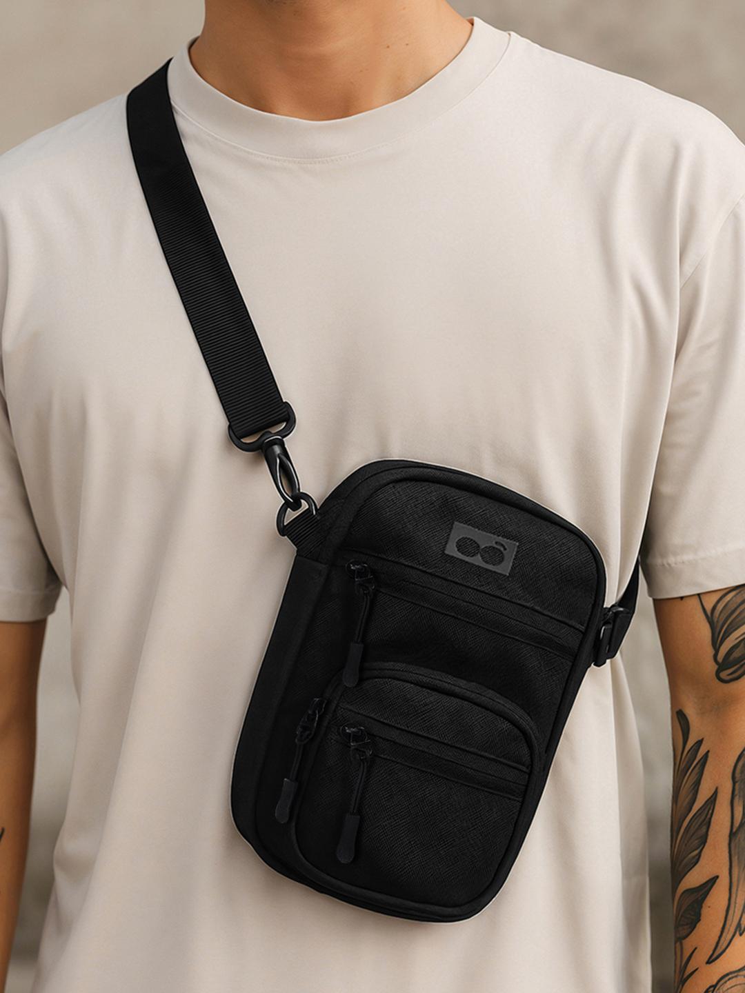 Bewakoof Unisex Black Stackable Sling Bag - Image 1