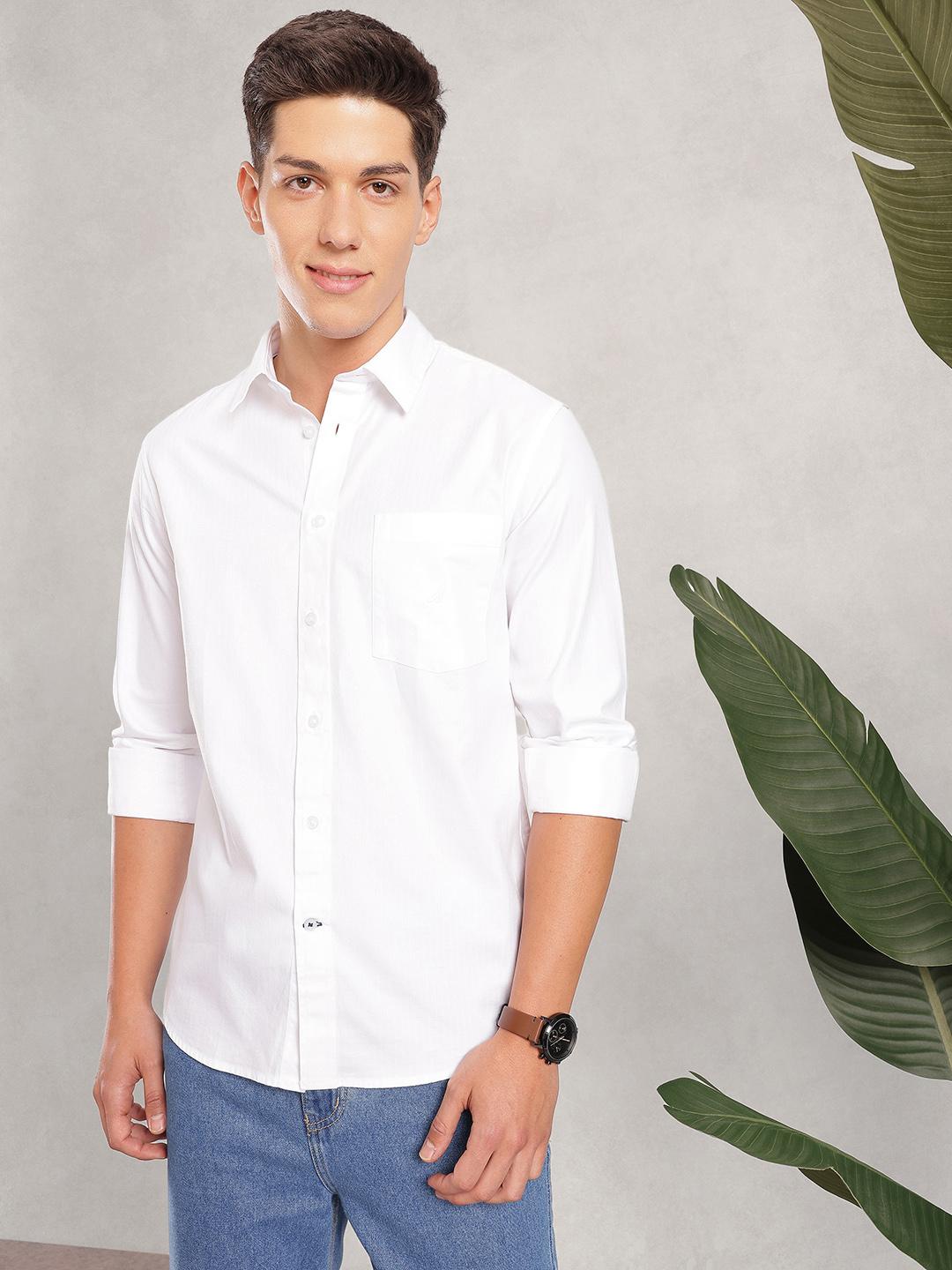 Nautica Pure Cotton Textured Slim Fit Casual Shirt