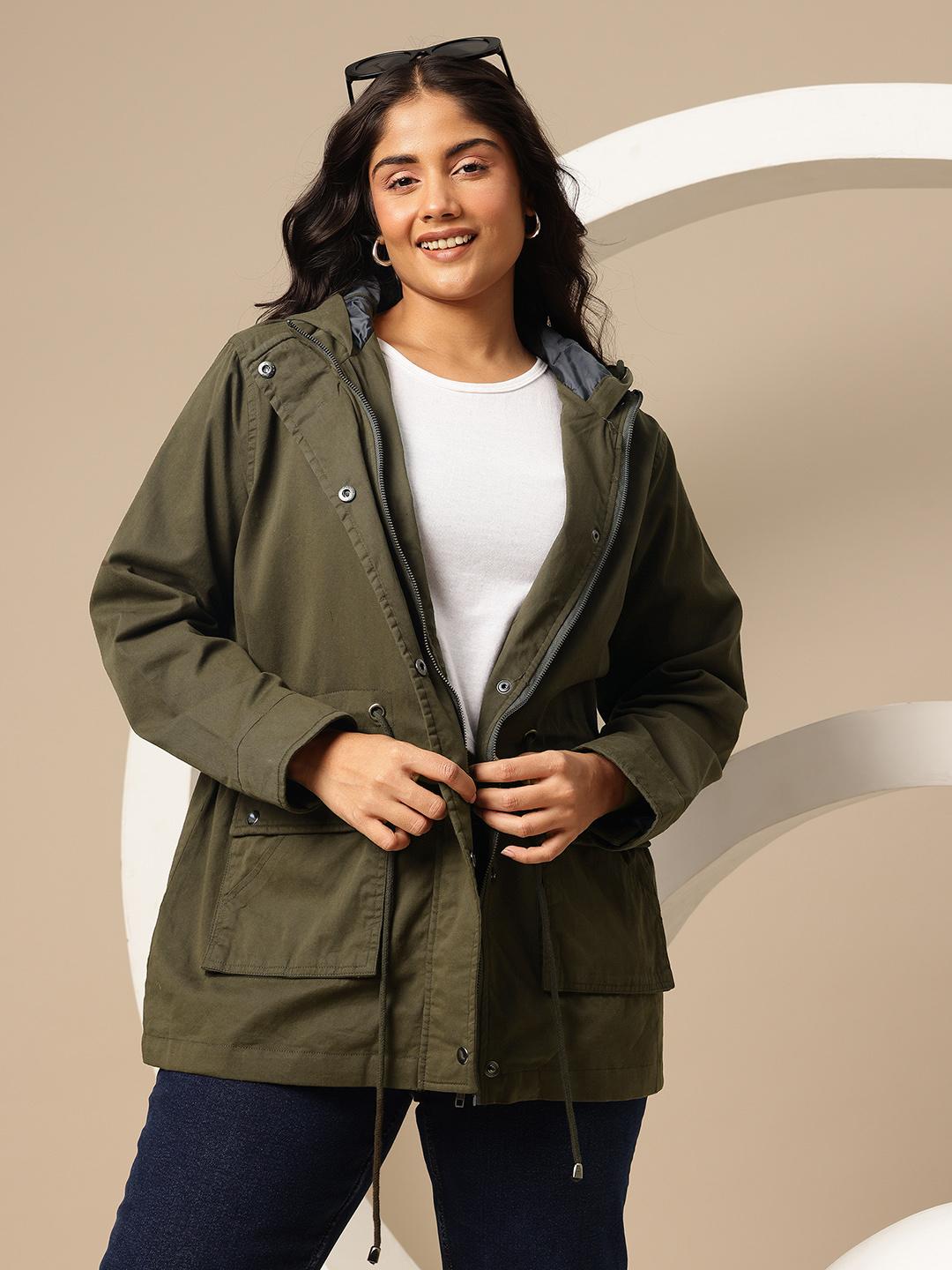 Sztori Plus Size Hooded Pure Cotton Tailored Jacket
