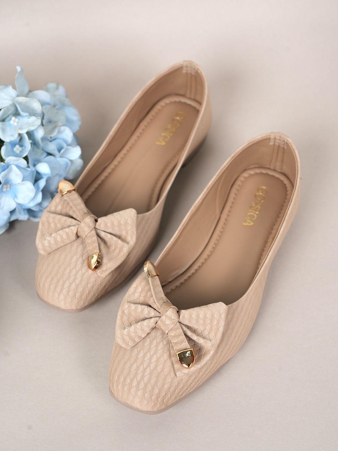 Buy CORSICA Women Textured Ballerinas With Bows - - Footwear for Women