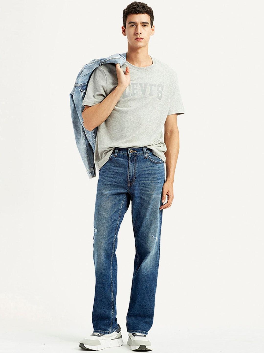 Levis Men Classic Tapered Fit Mid-Rise Mildly Distressed Light Fade Stretchable Jeans