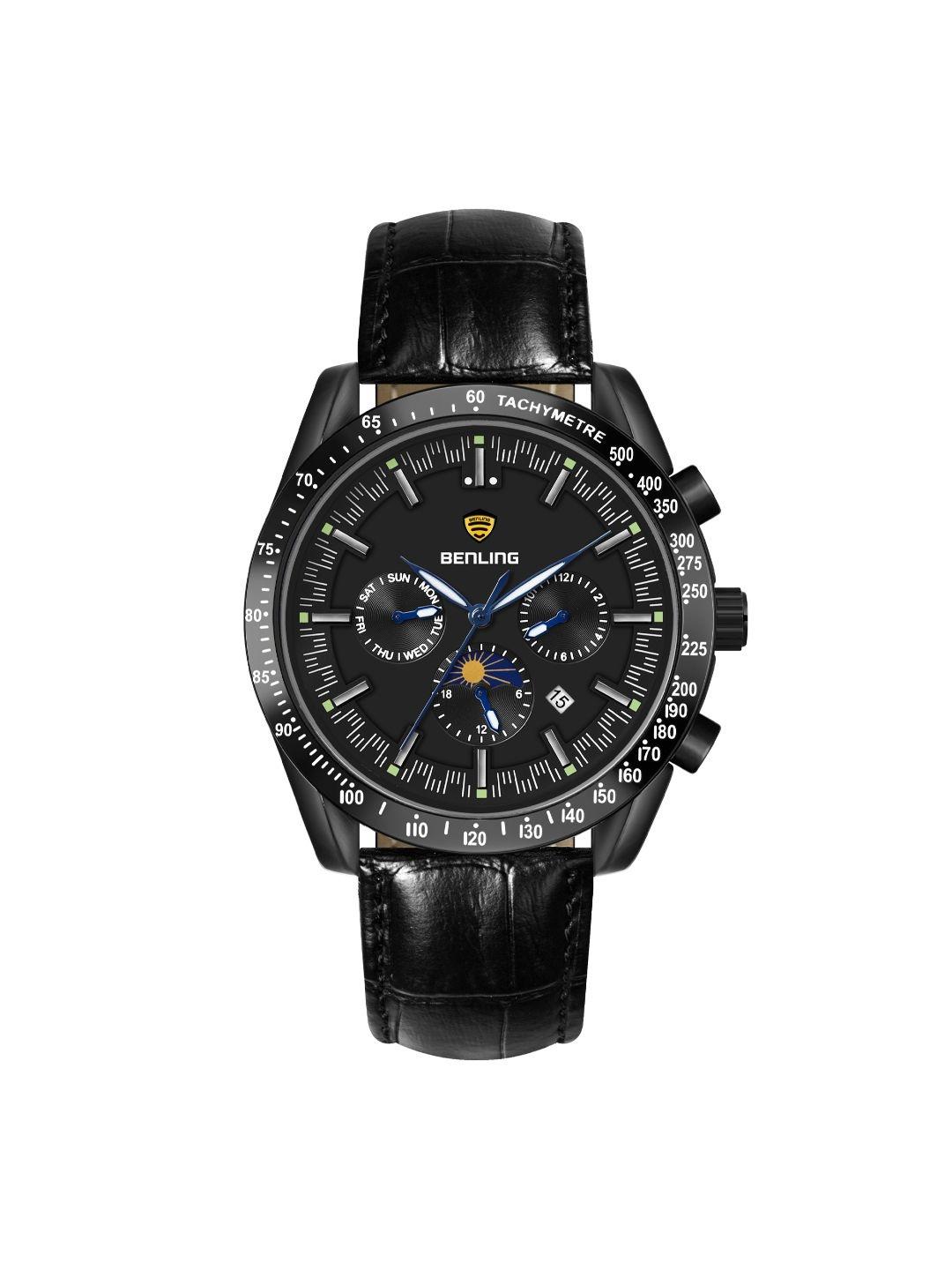 Buy BENLING Men Dial & Leather Straps Analogue Multi Function Automatic ...