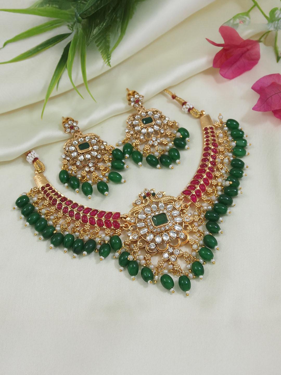 Buy House Of Pataudi Gold Plated Kundan Studded & Pearl Beaded Jewellery Set -  - Accessories for Women