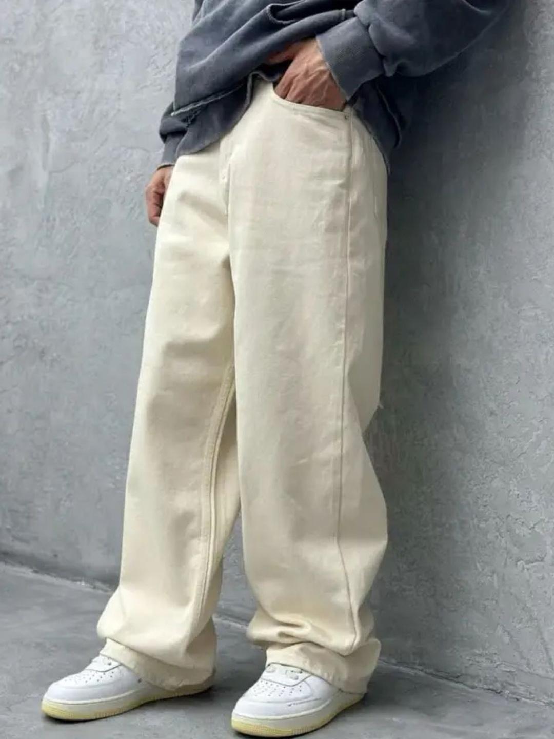 Men Classic Baggy Fit Mid-Rise Cotton Stretchable Jeans