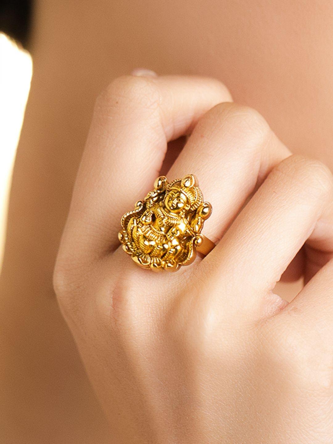 Buy Rubans 18K Gold Plated Goddess Lakshmi Temple Design Adjustable Finger Ring -  - Accessories for Women