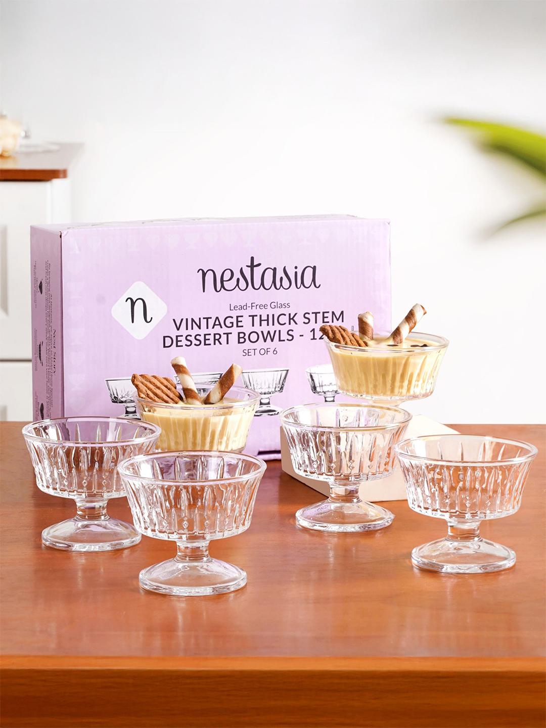 Buy Nestasia 6 Pcs Textured Dessert Glass Bowl   120ml (Ribbed) -  - Home for Unisex