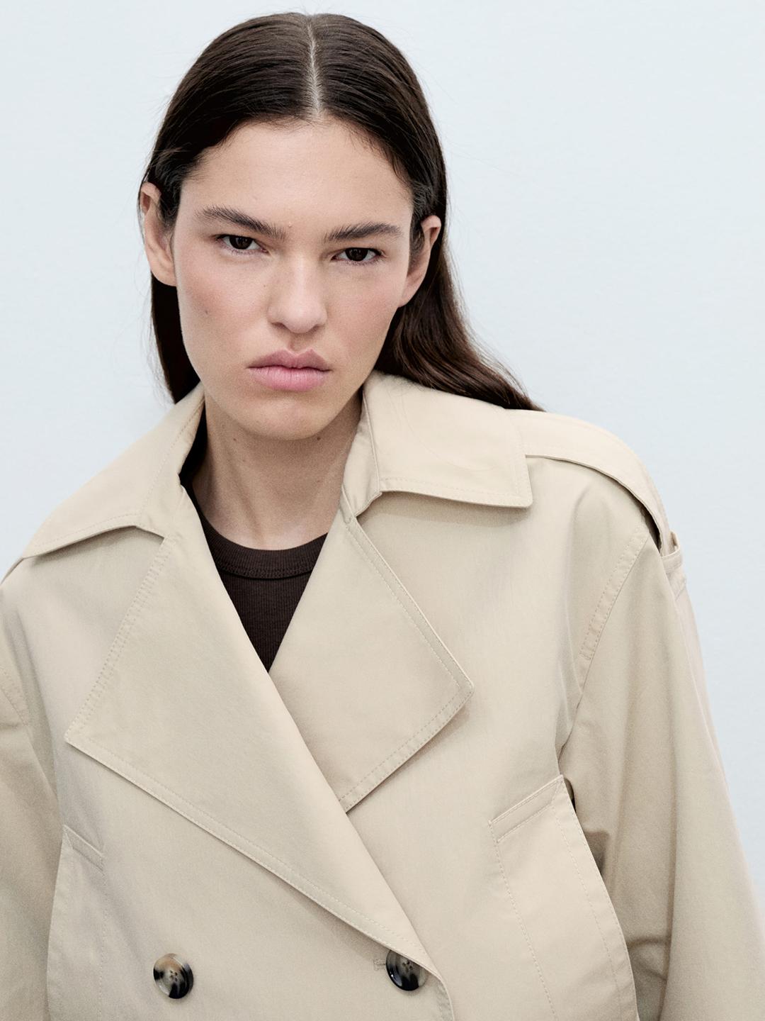 MANGO Notched Lapel Double Breasted Jacket
