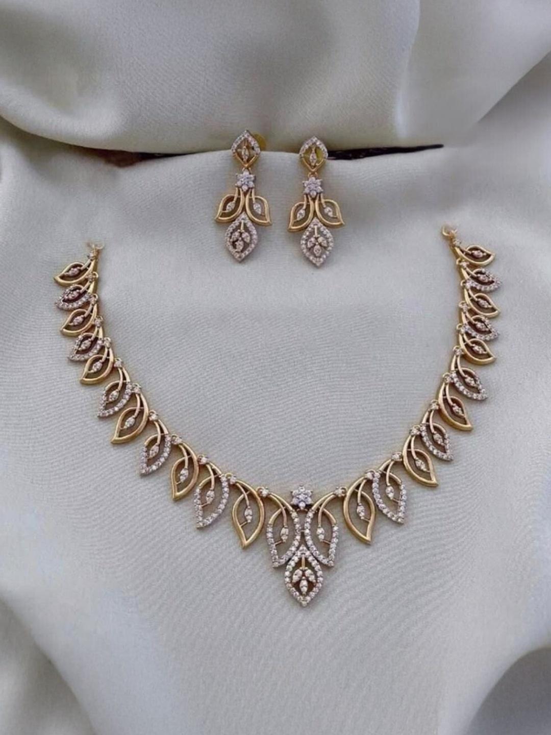 Buy ZQBIEE Gold Plated American Diamond Studded Necklace With Earrings - - Accessories for Women