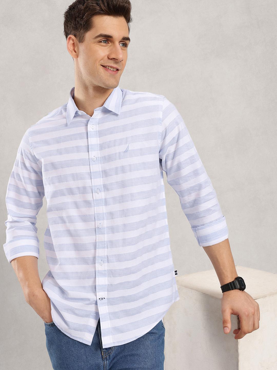 Nautica Classic Fit Horizontal Stripes Casual Shirt