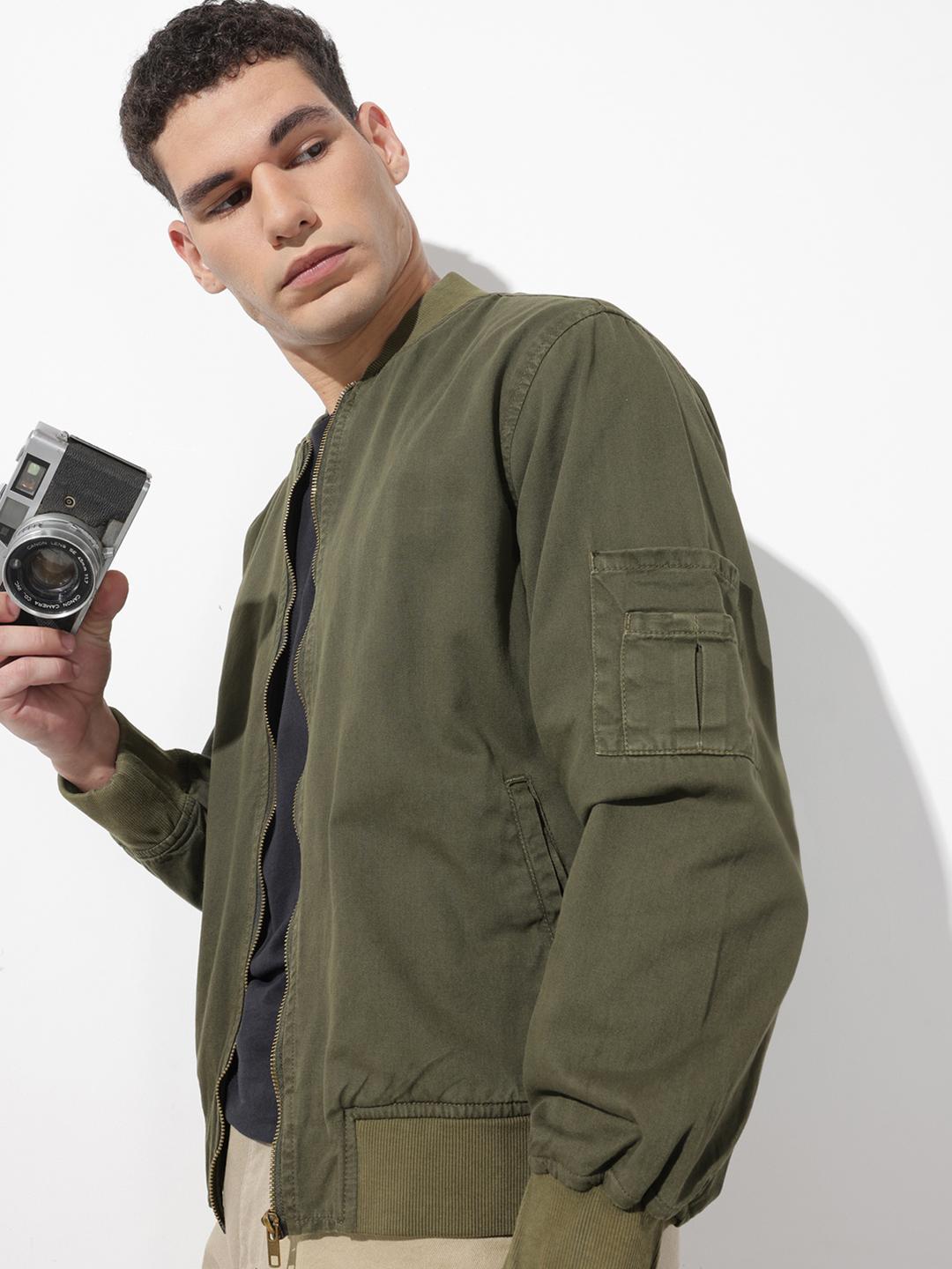 The Roadster Life Co. Overdyed Pure Cotton Bomber Jacket