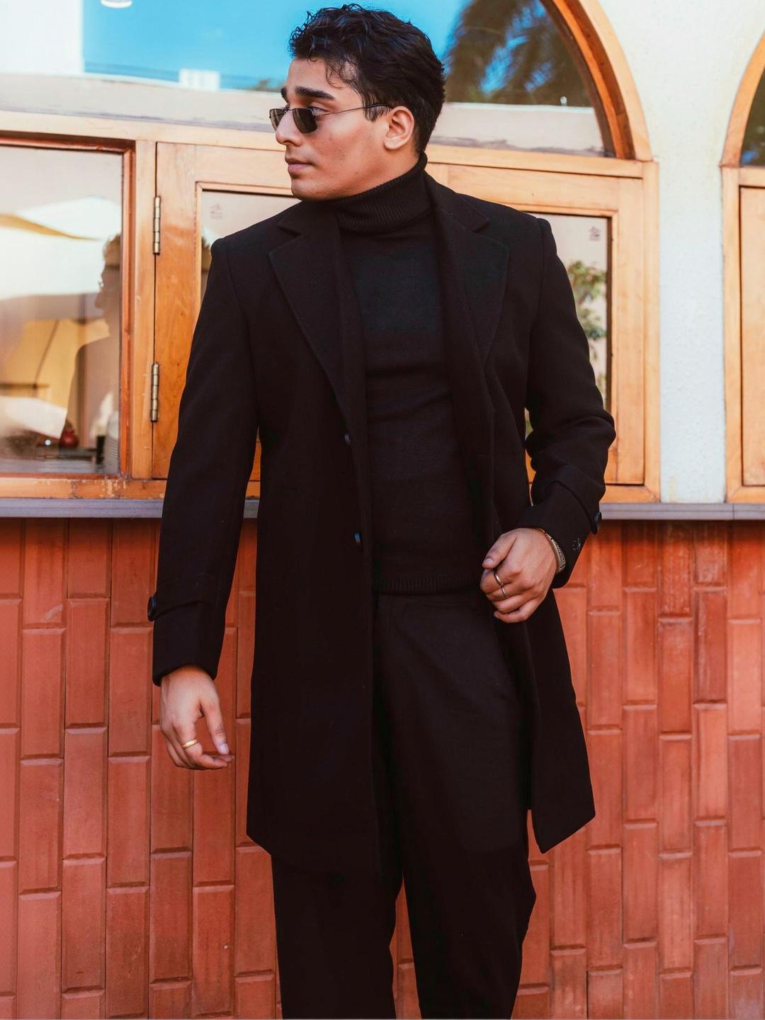 JAVINISHKA Men Notched Lapel Single-Breasted Trench Coat