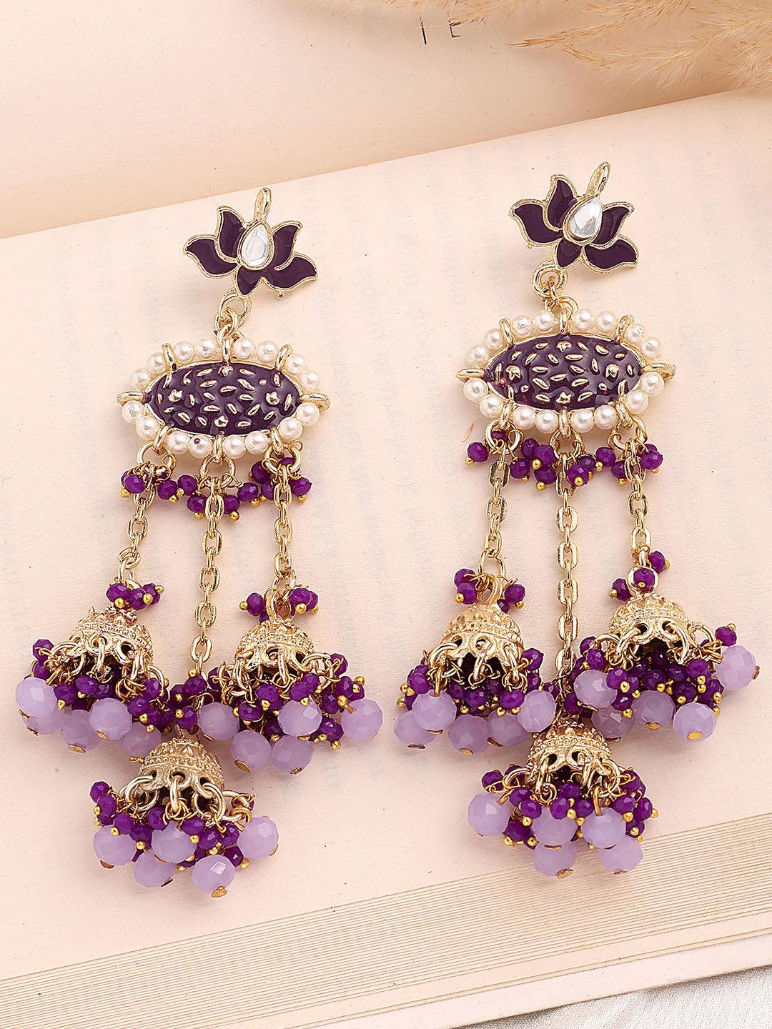 Buy KARATCART Women Gold Plated Studded Kundan Tassel Drop Earrings -  - Accessories for Women