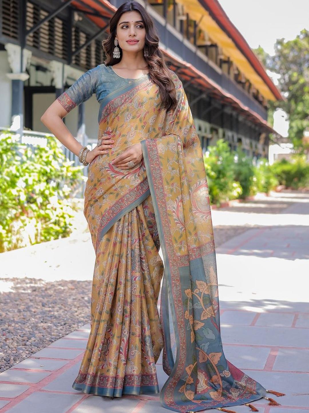 Buy ALMAARI FASHION Ethnic Motifs Pure Cotton Handloom Jamdani Saree ...