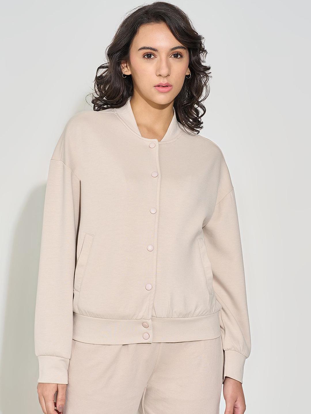 Ajile by Pantaloons Women Collarless Solid Bomber Jacket