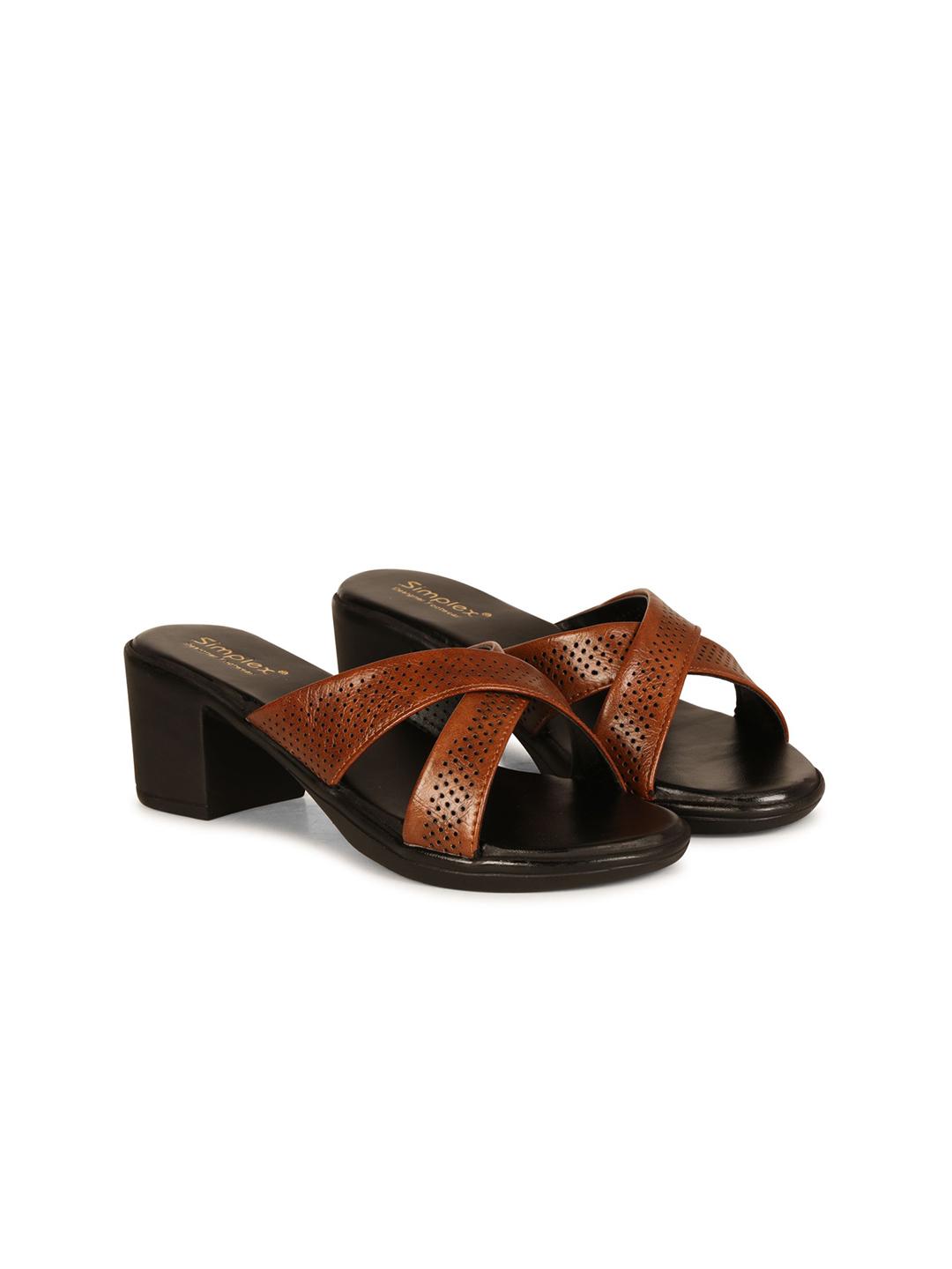 Buy Simplex Footwear Laser Cut Block Heel Sandals - Heels for Women ...